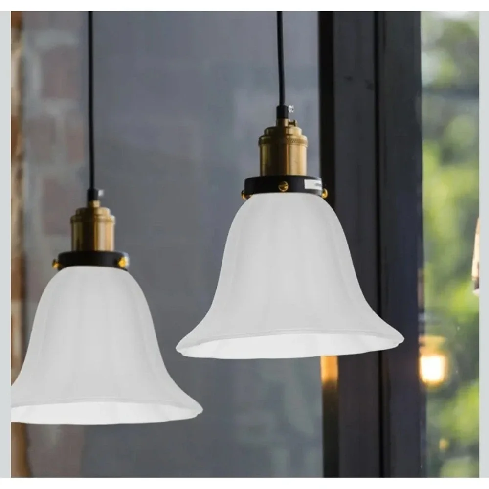 Veemoon E27 Vintage Glass Lampshade Small White Frosted Glass Lampshade European
